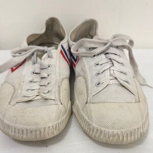 Feiyue White Athletic Shoes with Red and Blue Accents